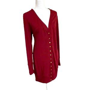 Soft Long Burgundy Cardigan Sweater w/ Snaps 2XL